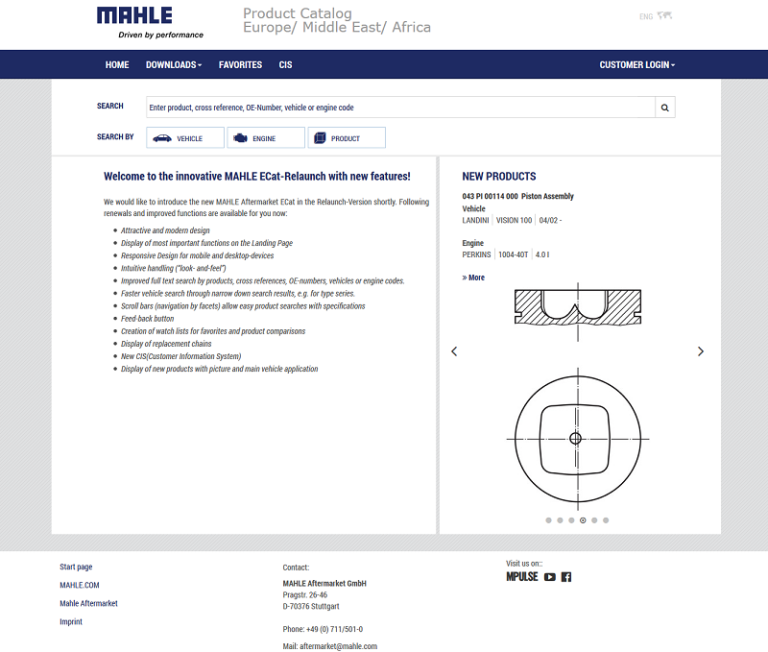 MAHLE Aftermarket Launch Updates Online Catalogue