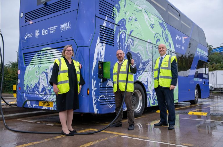 First Bus Official COP26 Charging Facility Joined by School Pupils