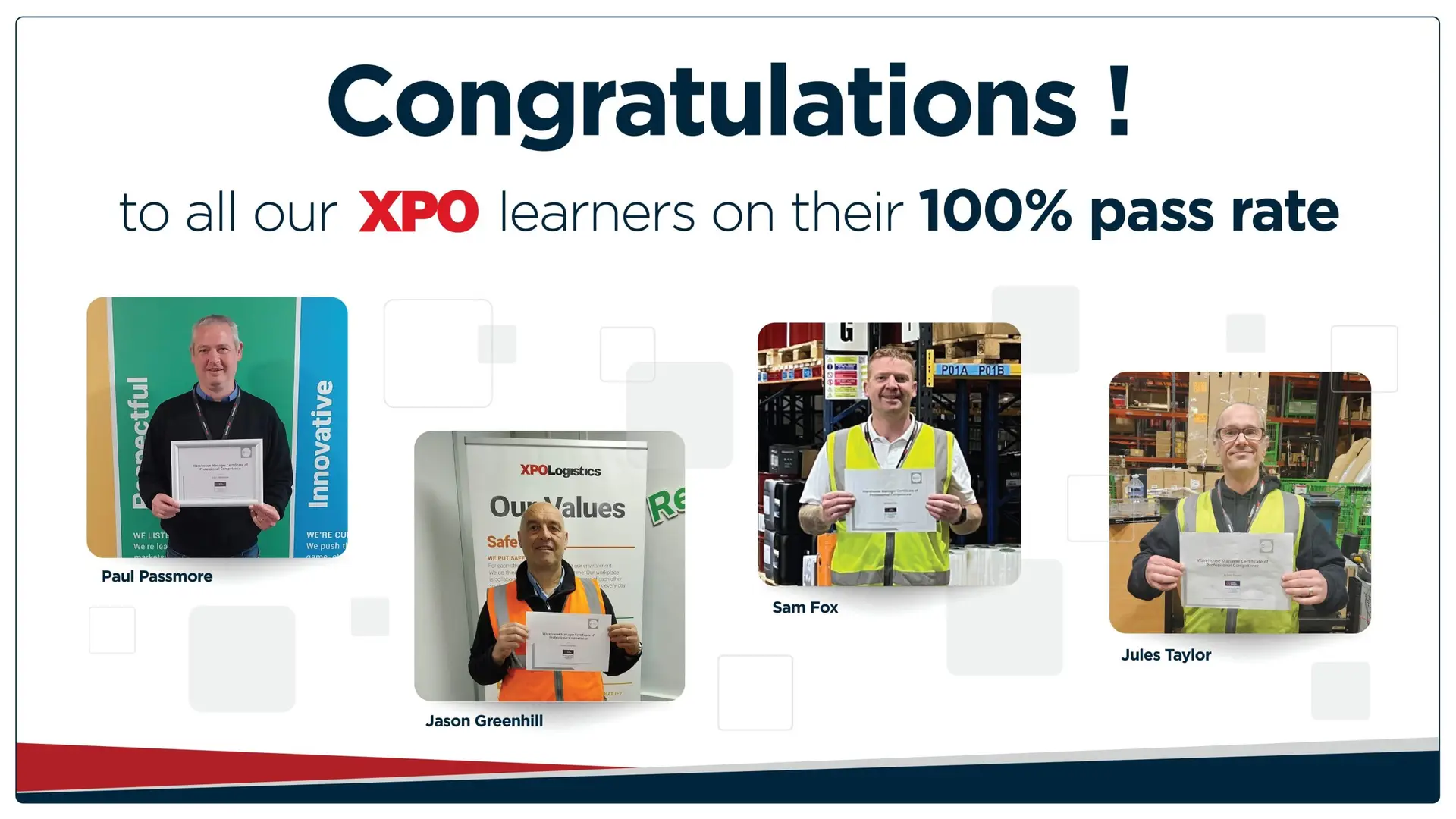 100% pass rate for XPO, UKWA Warehouse Manager CPC!